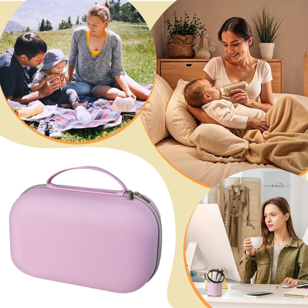 Breast Pump Travel Bag, Breast Pump Storage Bag, EVA Hard Shel Pumps Storage Case for Travel Daycare Hospital Nursing Family Commuting Picnic — view 6