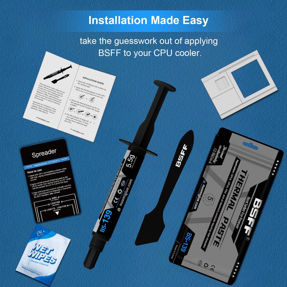 BSFF Thermal Paste, 5.5g with Toolkit CPU Paste Thermal Compound Paste Heatsink for IC/Processor/CPU/All Coolers, Carbon Based High Performance — view 4