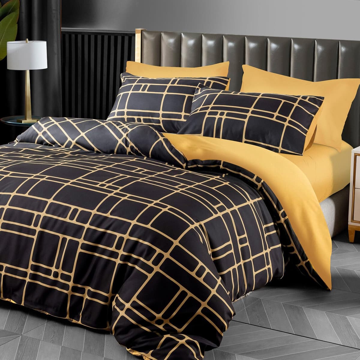 Pamposh 3 Pcs Single Duvet Cover Set with Matching Black Single Fitted Sheet 40 cm Extra Deep Pocket - UltraSoft Breathable Premium Microfibre Reversible Quilt Cover Bedding Set For All Seasons — view 20