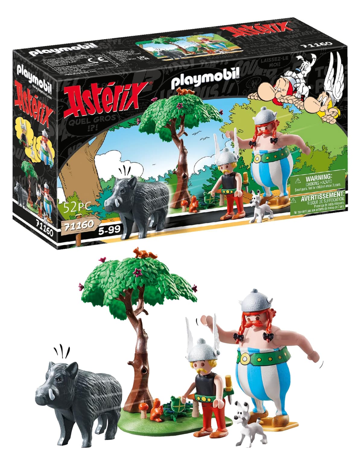 PLAYMOBIL 71160 Astérix La Caza del Jabalí, con Árbol Giratorio, Juguete para Niños a Partir de 5 Años, Multicolor