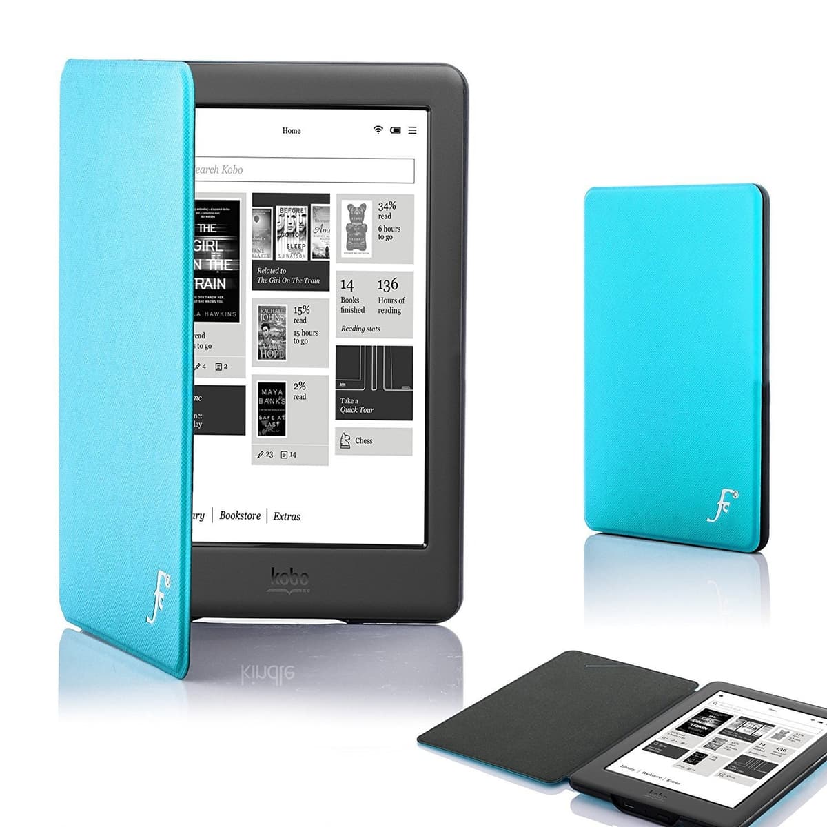 Forefront Cases Funda para Kobo Aura Edition 2 (Modelo: N236, 2016) - Delgado, Ligera y Protectora Funda para Kobo Aura Edition 2 (6") - Smart Auto Sueño Estela Función (Carcasa) - Negro — view 28
