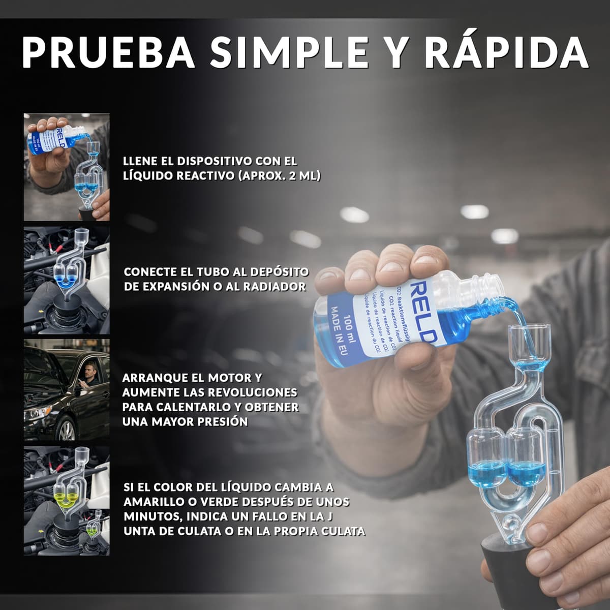 RELD - Detector de Culata Universal para Todos los Coches y Motocicletas, Detector de Fugas de CO2, para 50 Pruebas — view 4