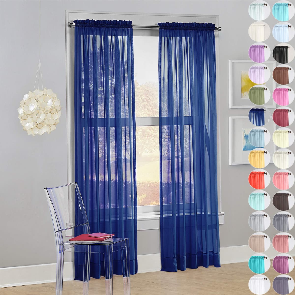 Megachest a pair of slot top voile curtains (Pure White, 56" wideX81 drop 2 Panels) — view 39