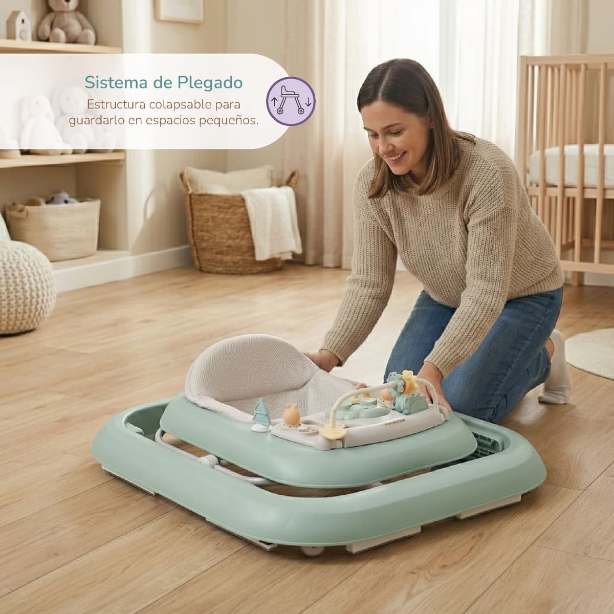 Buddy Baby Funny - Andador Bebe con Base Antivuelco - Incluye Bandeja De Sonidos Y Juegos (Verde) — view 4
