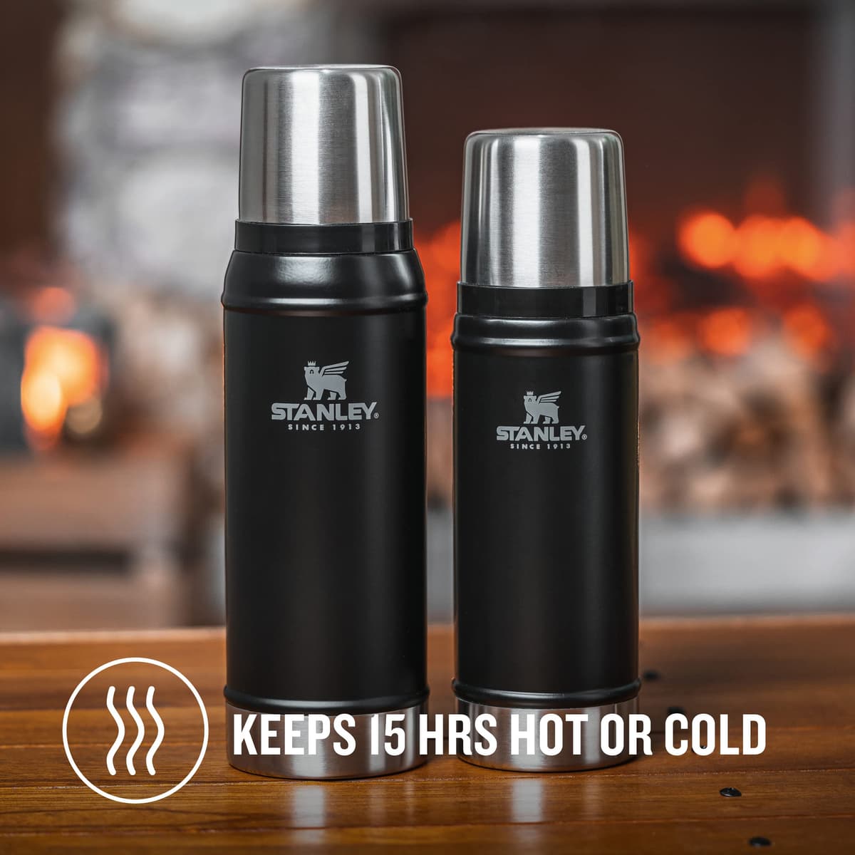 Stanley 1913 Classic Legendary Thermal Flask 0.47L - Keeps Hot Or Cold for 15 Hours - BPA-Free Insulated Bottle - Stainless Steel Coffee Flask - Leakproof - Dishwasher Safe - Matte Black — view 5