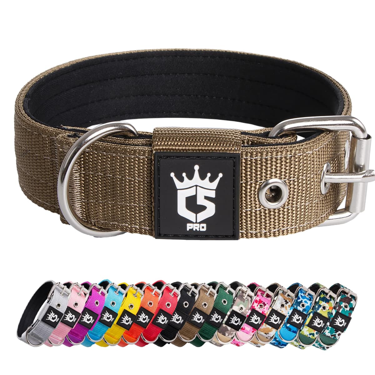 TSPRO Collar Táctico para Perros Ajustable, Collares con Broche de Metal Robusto, de 3,8 cm de Ancho, Duradero y Cómodo para Perros Medianos y Grandes (Negro M) — view 20