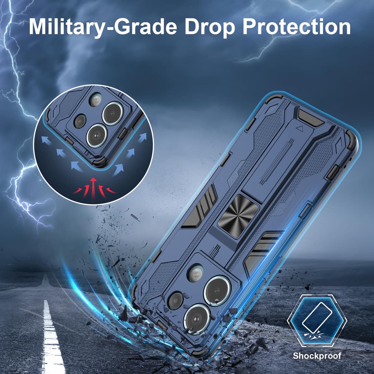 Funda para CMF Phone 2 Pro, Carcasa Antigolpes con Soporte anular metálico, Case Protectora de Grado Militar, Negro — view 397