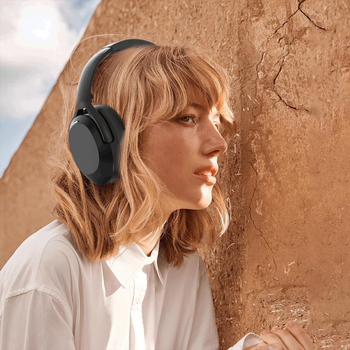 Rebocico Active Noise Cancelling Headphones, Wireless Bluetooth Over-Ear Headphone with Microphone,120H Playtime, Foldable Overhead Headphones with Deep Bass, Fast Charging for Home Travel Office — view 6