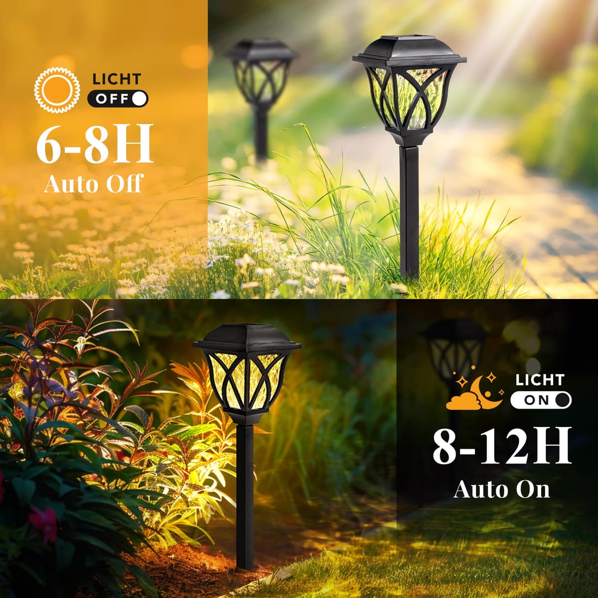 GIGALUMI Solar Lights Outdoor Garden, 6 Pack LED Garden Solar Lights Waterproof, Solar Powered Pathway Lights for Yard, Patio, Landscape, Walkway, Path (Warm White) — view 5