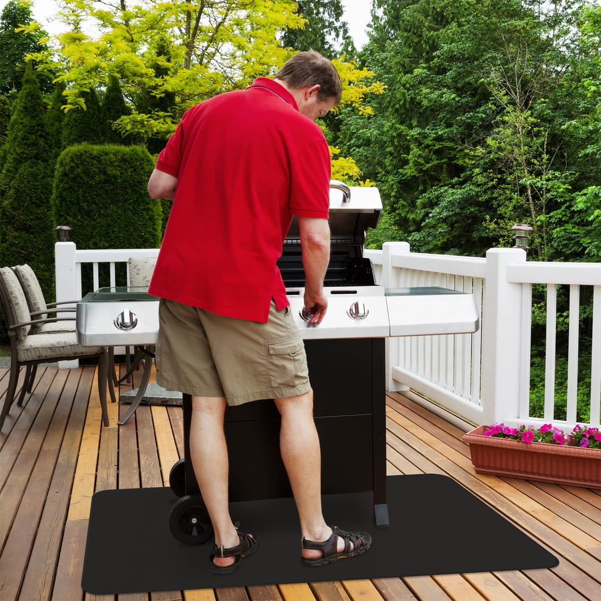 FLASLD Alfombra Ignifuga Semiredonda,Estera ignífuga para Chimenea de 61x104 cm, Alfombrilla de Salpicaduras de Gas Resistente al Calor, Protector para Patio, tapete Protector para Pisos — view 5