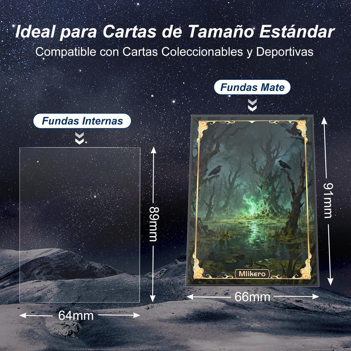 Mlikero 1200 Paquete de Fundas Cartas, Perfect Fit Inner Card Sleeves, Funda Cartas para Cartas de Comercio, Cartas de Deportes — view 2