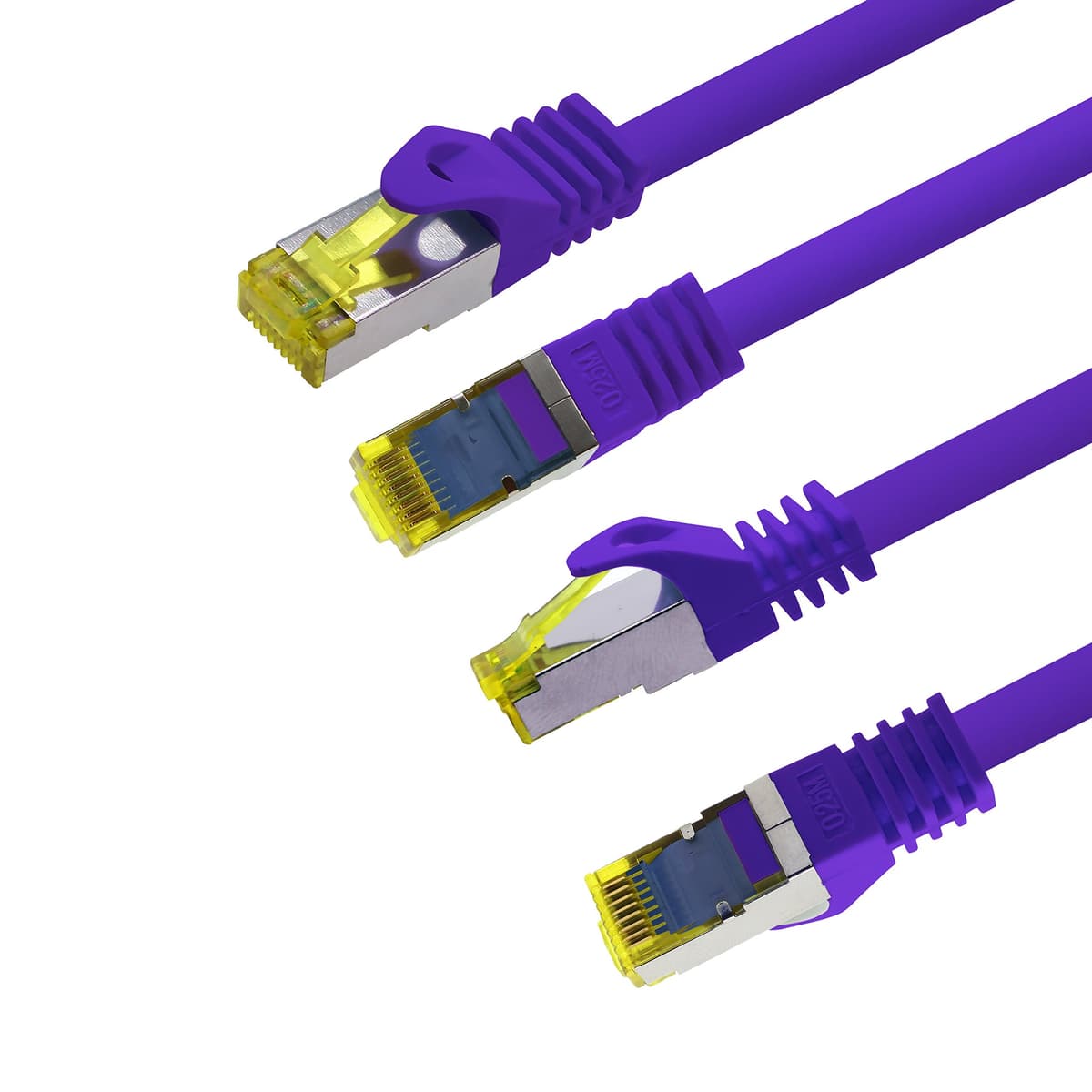 Cat.7 Patch Cable Set, S/FTP (PiMF) Ethernet LAN Network Cables, 10 Gigabits/10000 Mbps – High Speed – 600 MHz with Locking Protection, Halogen-Free (LSZH) Violet - 1 pièce 10m — view 3