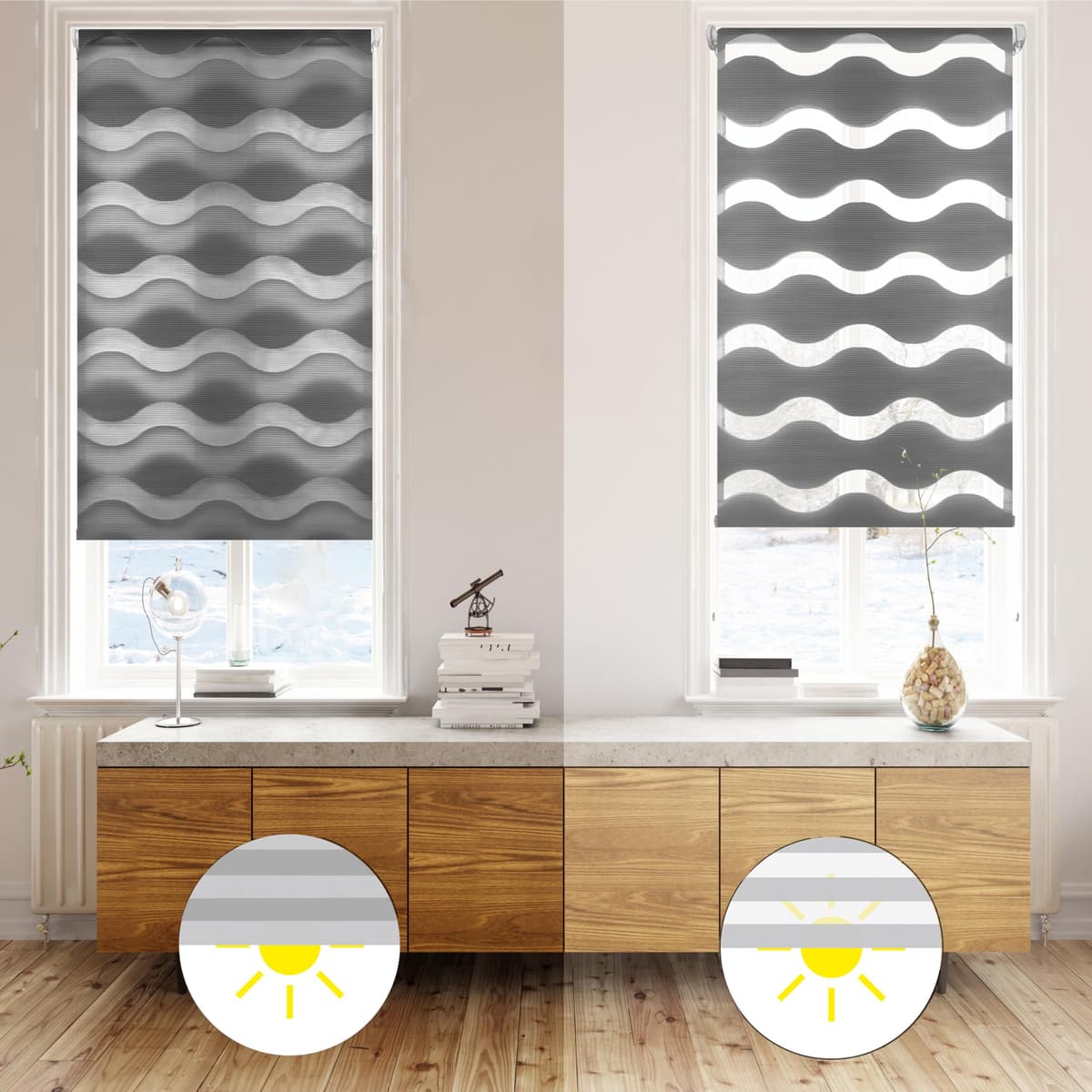 Blindecor Indus SIN HERRAMIENTAS | Estor Enrollable Sin Taladrar de Doble Capa | Color Blanco 40 x 130 cm (ancho x largo) | Tamaño de la Tela 37 x 125 cm — view 59