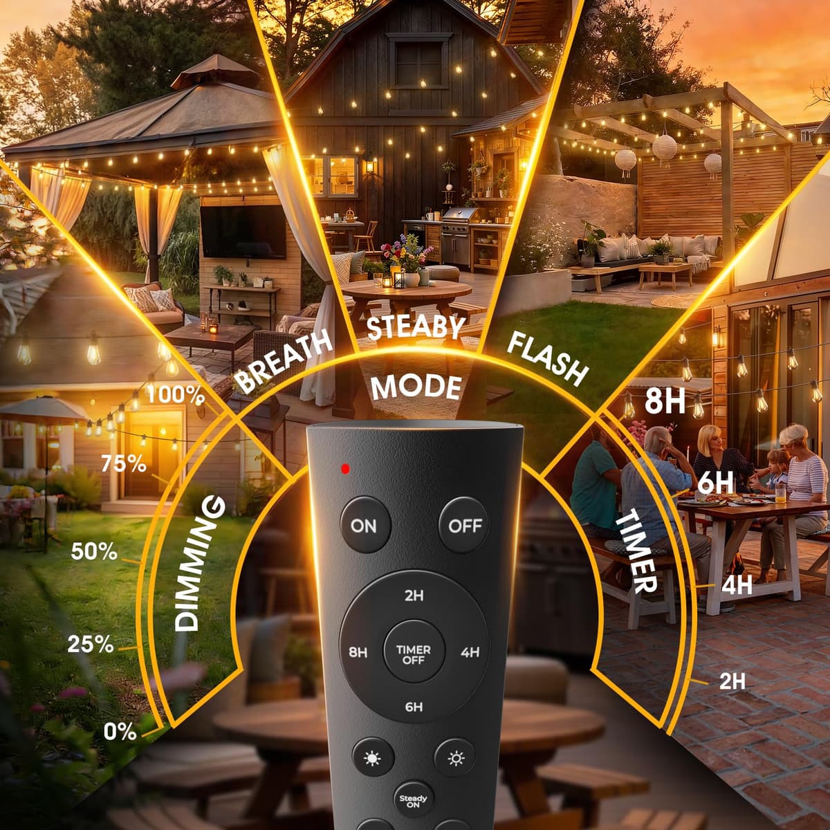 addlon 25FT LED Outdoor String Lights with Edison Shatterproof Bulbs, Heavy-Duty and Weatherproof Strand, Commercial Grade Patio Lights, Decorative for Garden or Patio, Black — view 3