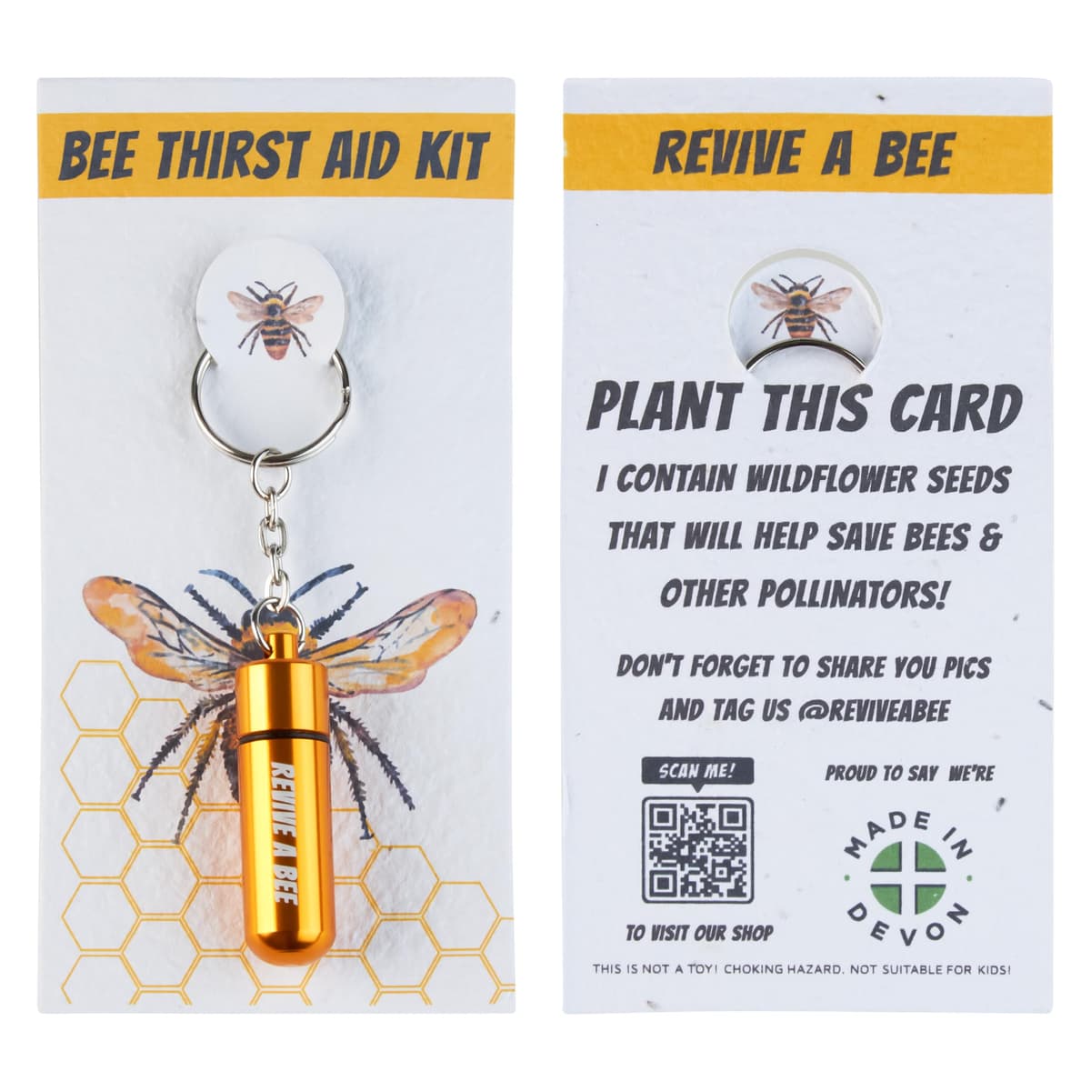 Bee Revival Kit for Saving Tired Bees – Bee Rescue Keyring Gift for Women – Eco-Friendly Plantable Seed Paper Packaging – Rose Gold, Green, Blue, Red, Black, Gold & Silver — view 11