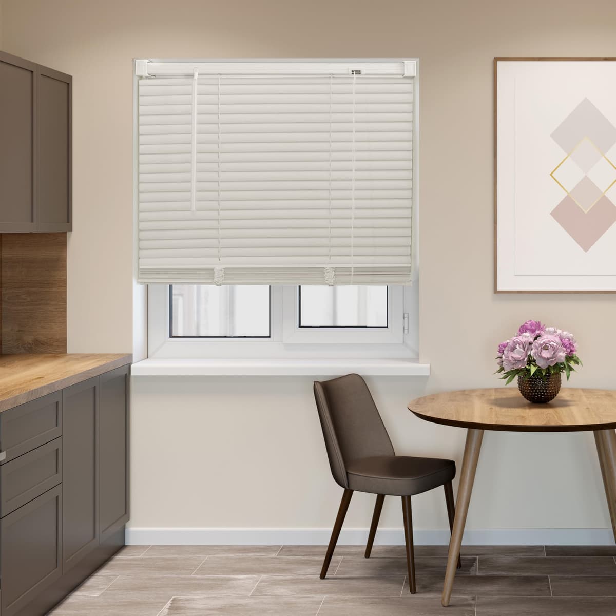 FURNISHED Venetian Blinds Window Venetian Blind Easy Fit PVC Shutters Trimmable Shades for Home Kitchen Windows Treatment Shutters 25mm Slats Complete Child Safe Fittings - White 75W x 150L cm — view 7