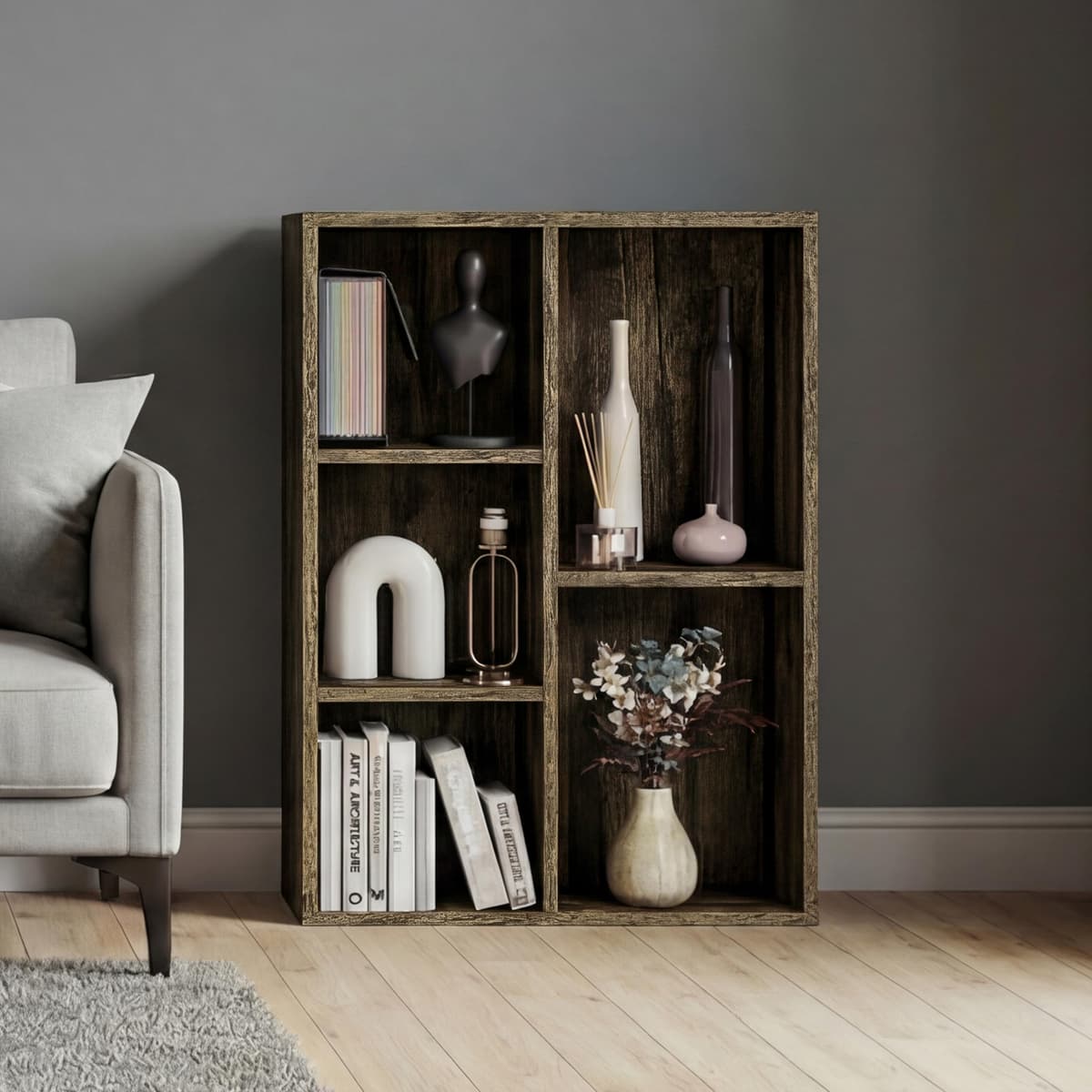 Vida Designs Oxford 3 Tier Cube Bookcase, White Wooden Shelving Display Storage Unit Office Living Room Furniture — view 29