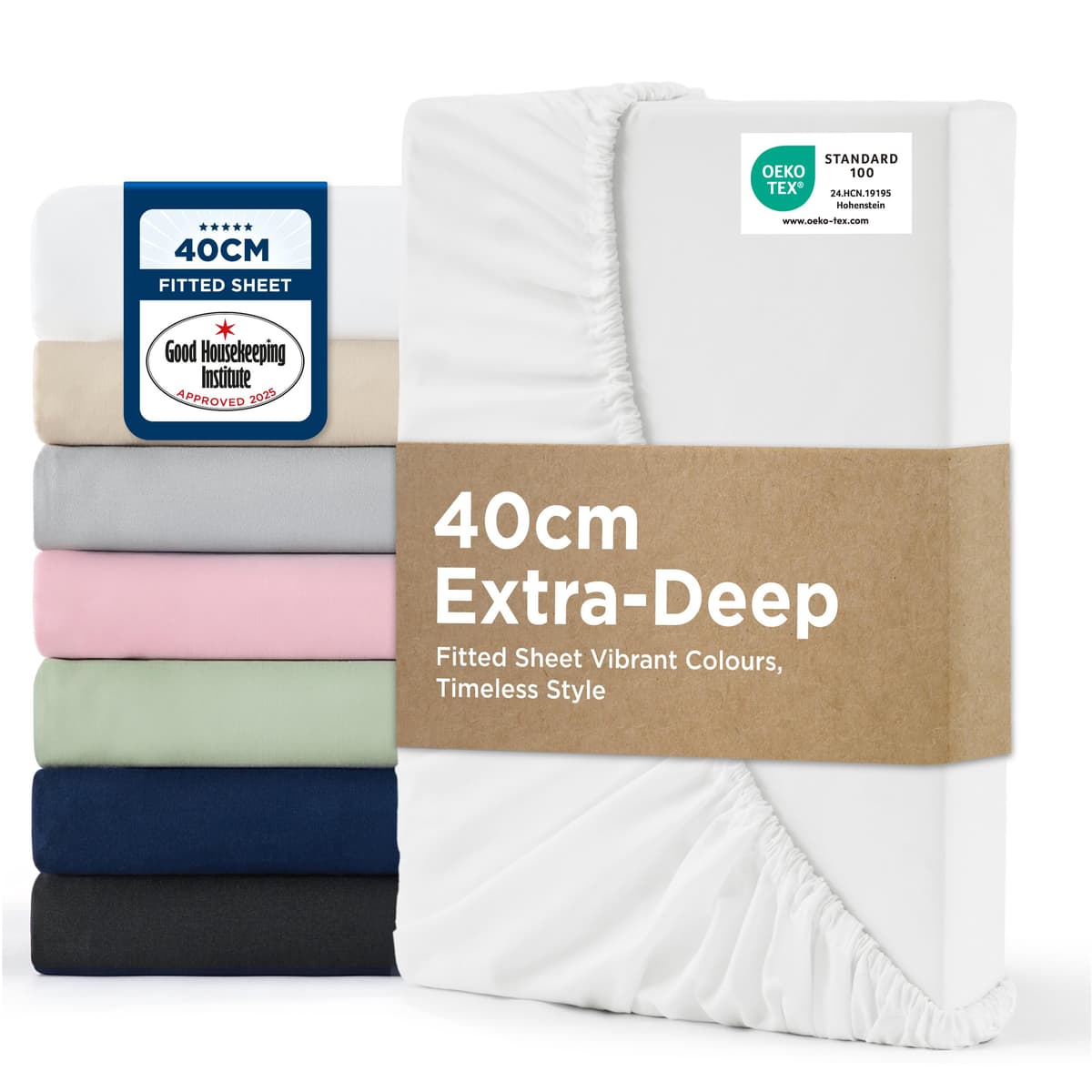 Bedsure Small Double Fitted Sheet - Bed Sheets Extra Deep Pocket 16 Inches (40 cm), Soft Brushed Polyester Microfiber Material for 3/4 Bed, Beige, 122x190cm — view 11