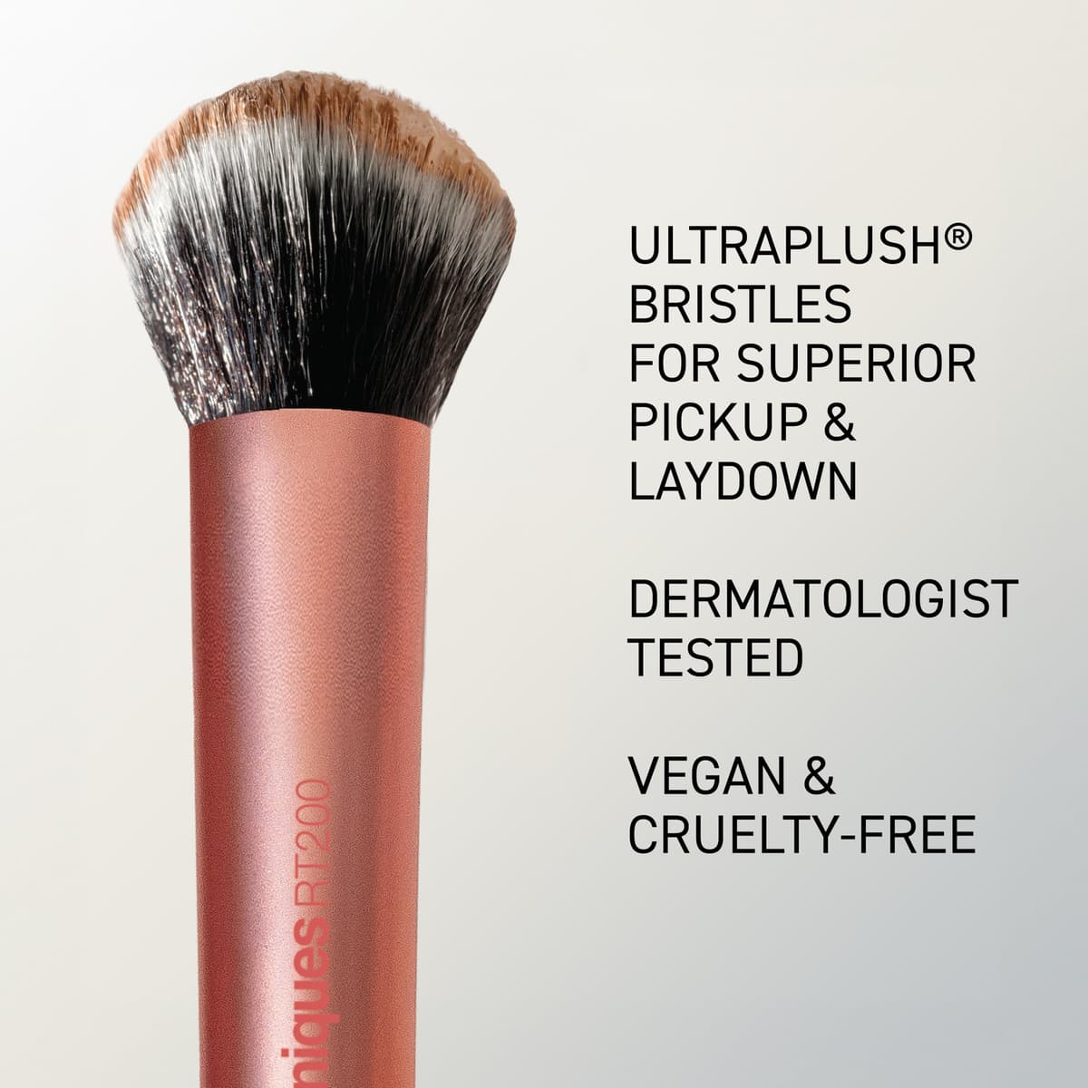 Real Techniques Expert Face Makeup Brush, For Liquid and Cream Foundation, Blush, and Bronzer, Buildable Coverage for Base Makeup, Dense, Synthetic Bristles, Vegan and Cruelty-Free, 1 Count — view 4