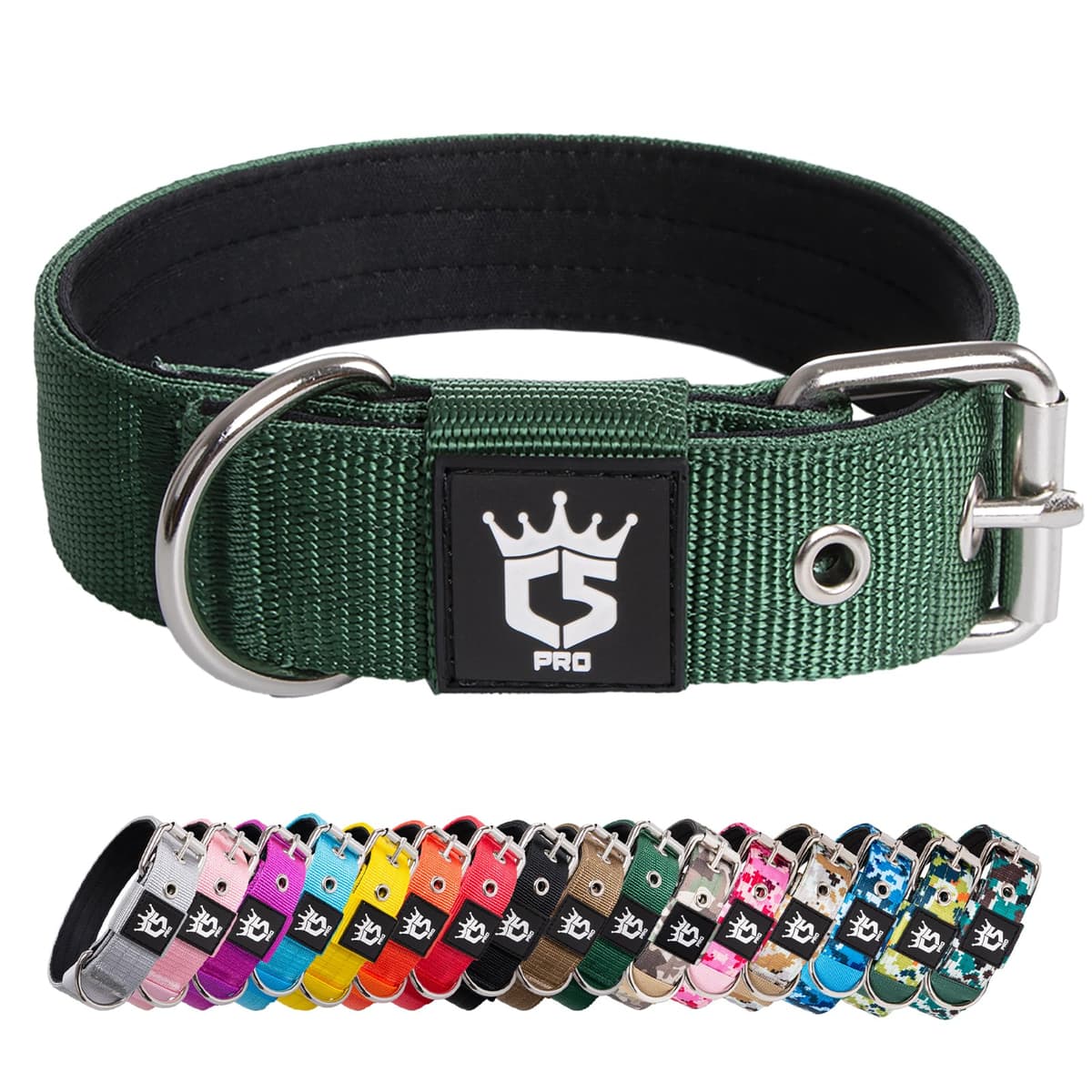 TSPRO Collar Táctico para Perros Ajustable, Collares con Broche de Metal Robusto, de 3,8 cm de Ancho, Duradero y Cómodo para Perros Medianos y Grandes (Negro M) — view 41