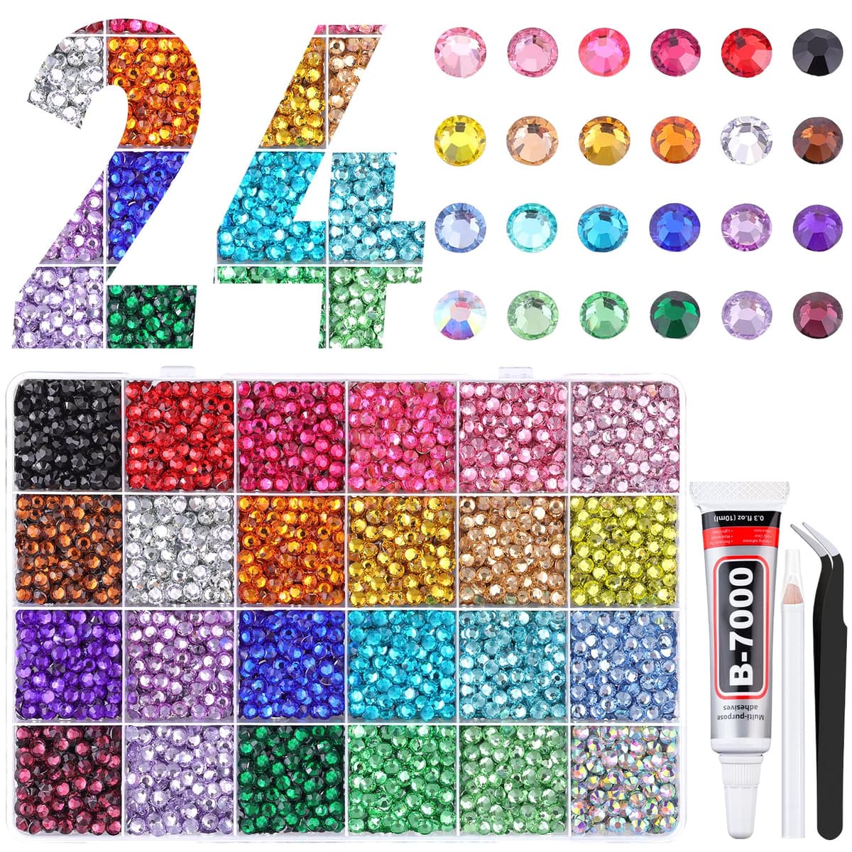 Resin Jelly Rhinestones for Crafting with B7000 Jewelry Glue, 2 Boxes Gold Flatback Crystals with 2Pcs 10ml Glue, Bedazzling Non Hotfix Gems for DIY Tumblers Clothing Shoes Manicure — view 28
