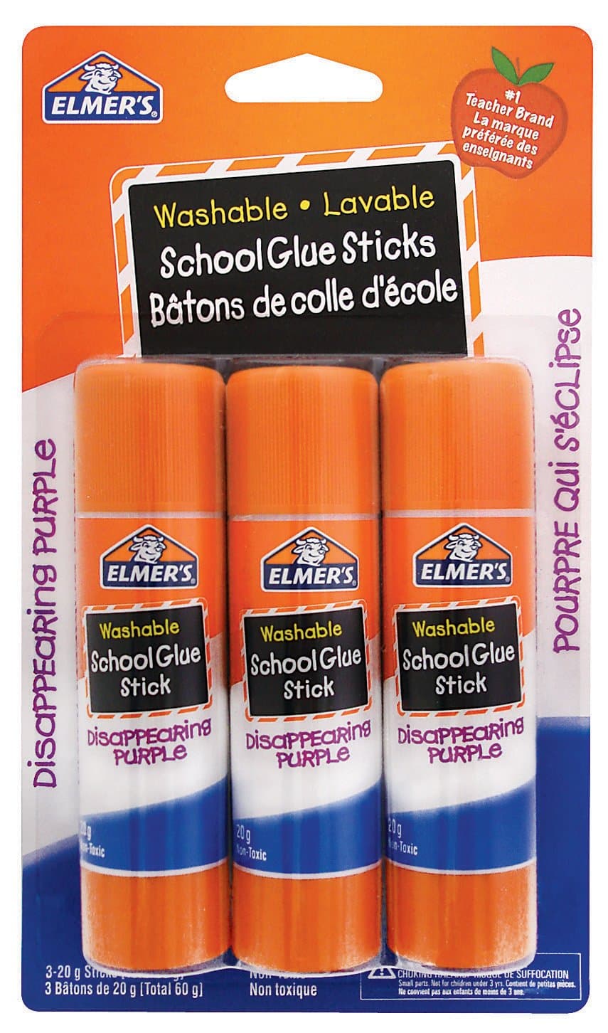 Elmer's Disappearing Purple School Glue Stick, 20G, 0.7-Ounce Each, 3-Pack (61666Q)