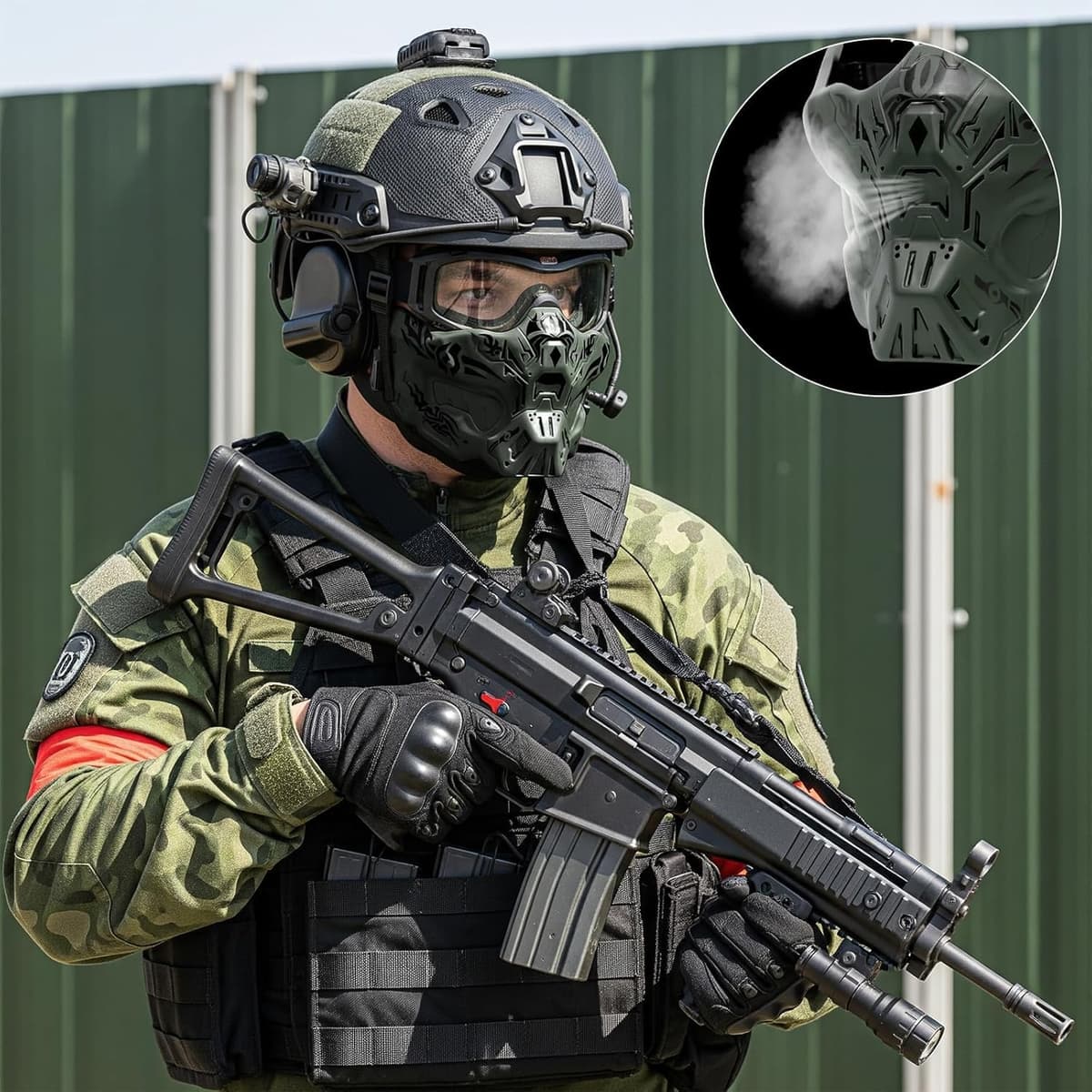 Lishuyeh Máscara de media cara para airsoft, máscara de protección táctica creativa, máscara de paintball, antiempañamiento para Halloween, cosplay, accesorios de película, paintball, CS, caza — view 5