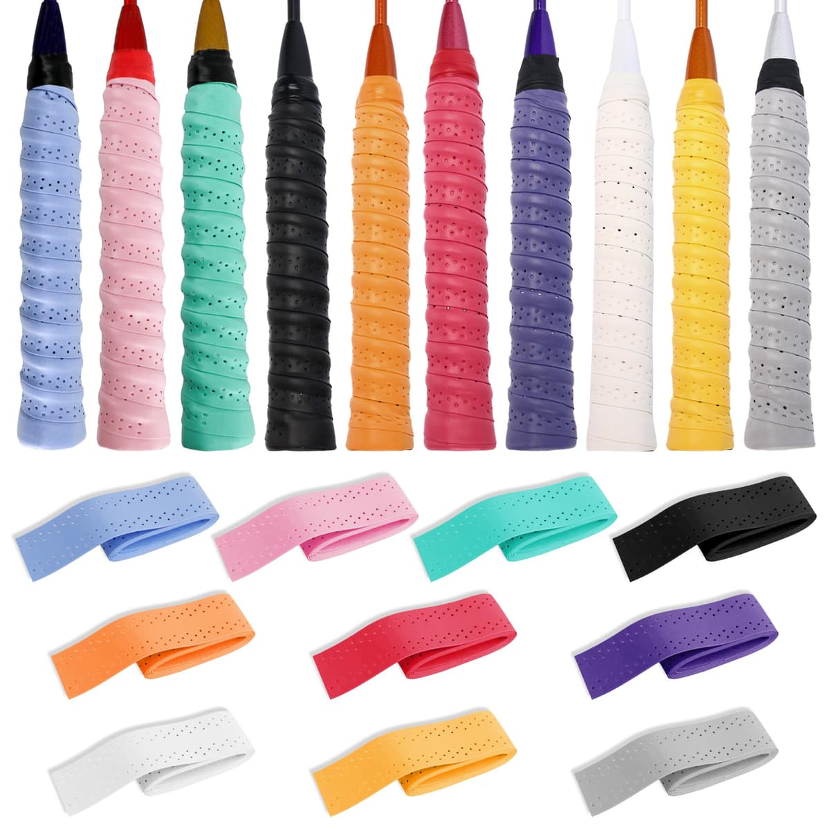Cinta de Agarre para Raqueta de Tenis 10 Piezas, Overgrip de PU Antideslizante para Raqueta de Bádminton, Cinta Absorbente de Sudor para Tenis y Bádminton para Ping Pong y Caña de Pescar