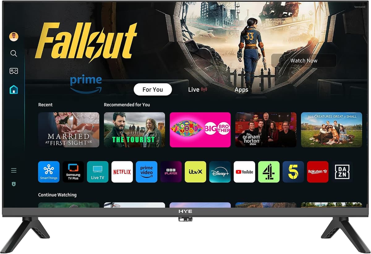 HYE TV - Smart TV, 24" Screen Size, HD Ready Resolution, Apple AirPlay, Samsung Tizen OS & Gaming Hub, Versatile Connectivity