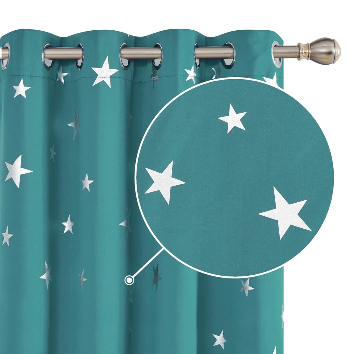 Deconovo Navy Blue Curtains for Living Room Super Soft Thermal Insulated Star Foil Printed Eyelet Blackout Curtains 46 x 54 Inch 2 Panels — view 37