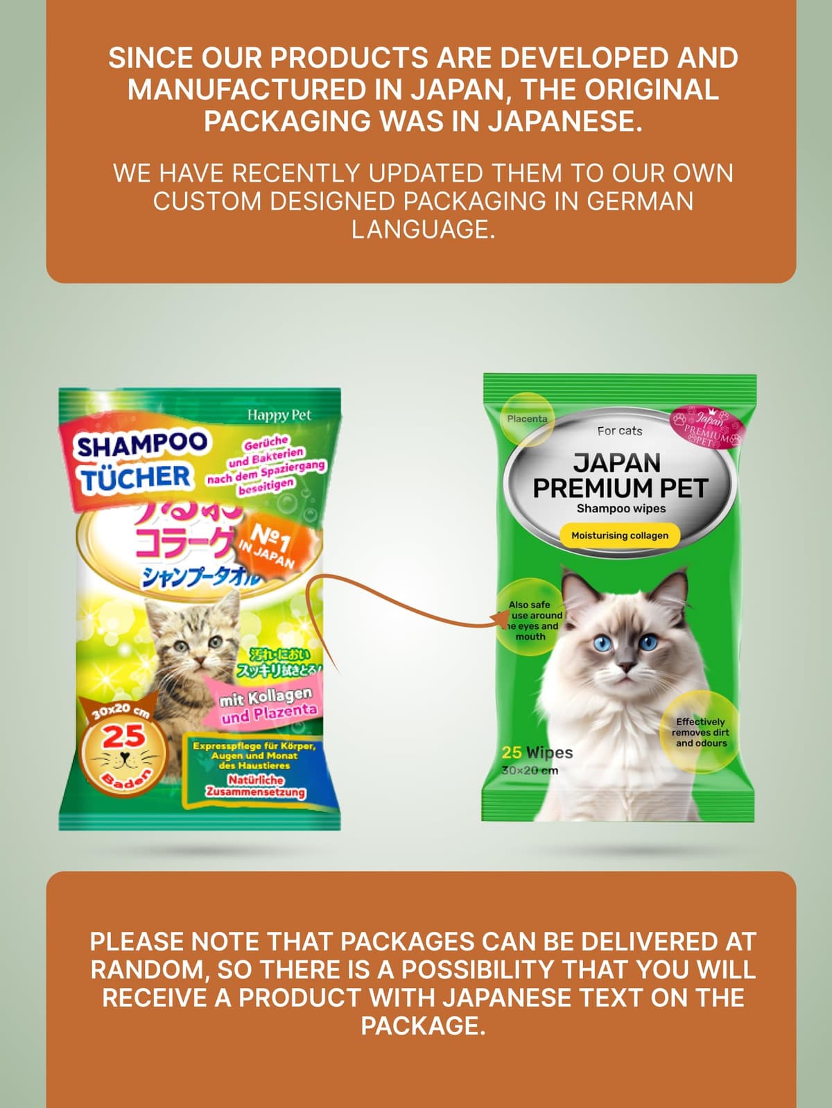 No Rinse Cat Shampoo Towel | Grooming Wipes That Work like Cat Dry Shampoo | Plant-based Cleaning & Deodorising Pet Wipes with Collagen & Placenta | 25 pcs (20 x 30 cm) — view 2