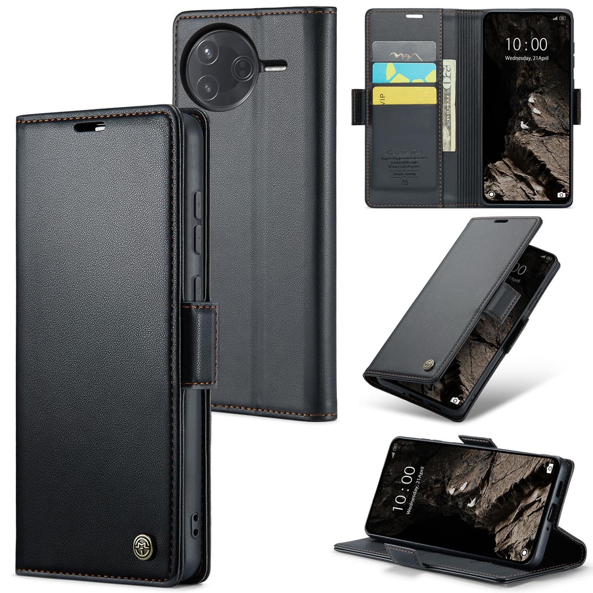 Funda para Xiaomi Poco F7 Pro, Funda de Cierre Magnético, Cartera de Cuero PU con [Bloqueo RFID], Soporte, Ranura para Tarjetas, Carcasa de Libro, Case para Xiaomi Poco F7 Pro, Negro