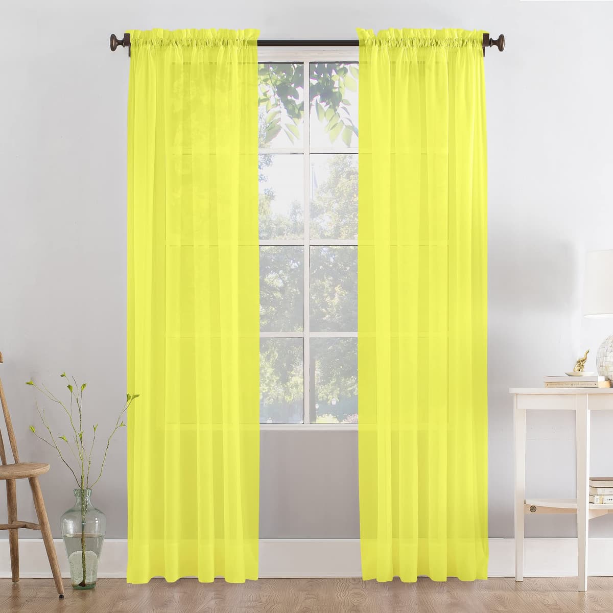 Megachest a pair of slot top voile curtains (Pure White, 56" wideX81 drop 2 Panels) — view 11