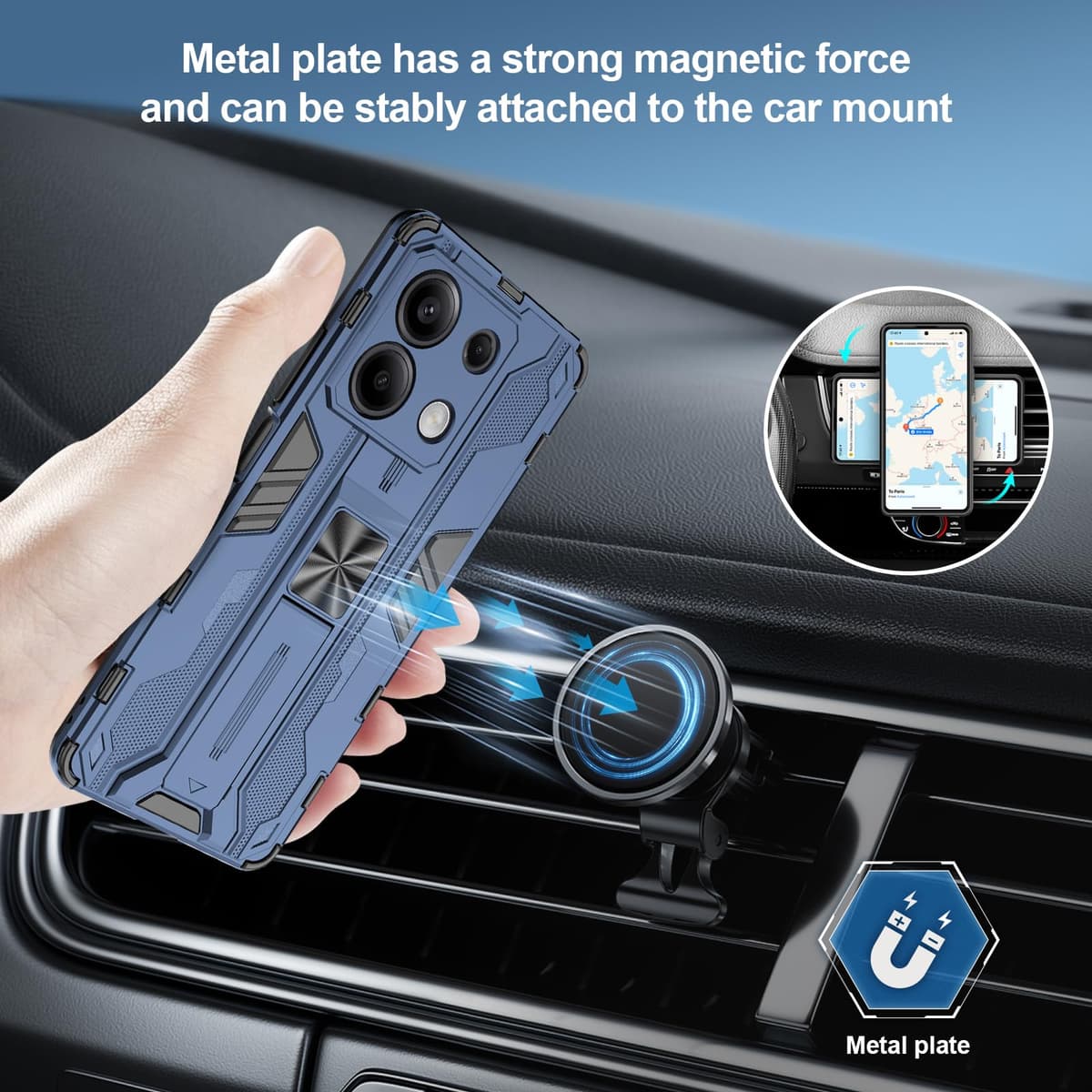 Funda para CMF Phone 2 Pro, Carcasa Antigolpes con Soporte anular metálico, Case Protectora de Grado Militar, Negro — view 1743