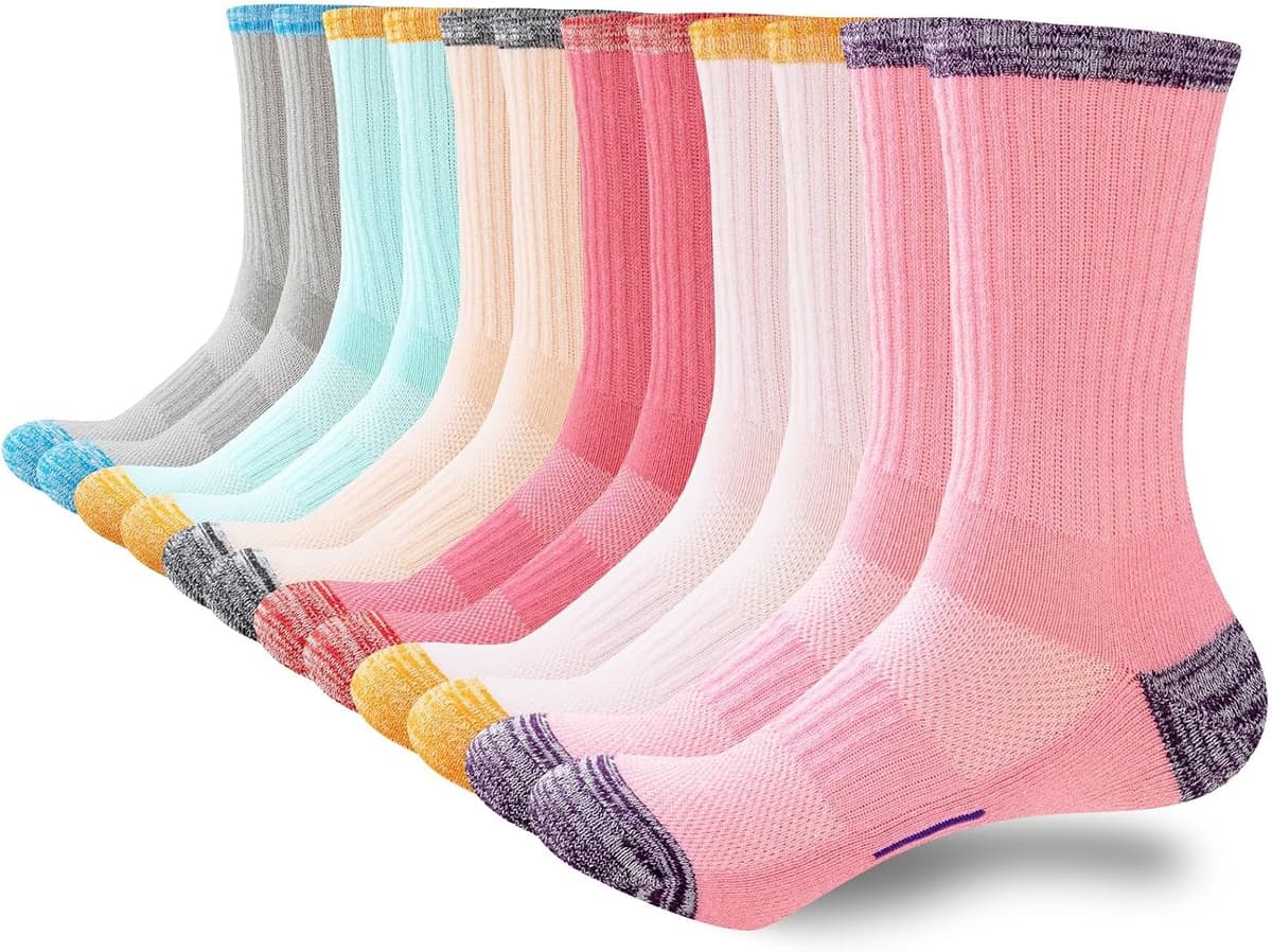 Women's 6 Pairs of Sports Running Hiking Cotton Breathable Trekking Cushion Socks for Outdoor Sports