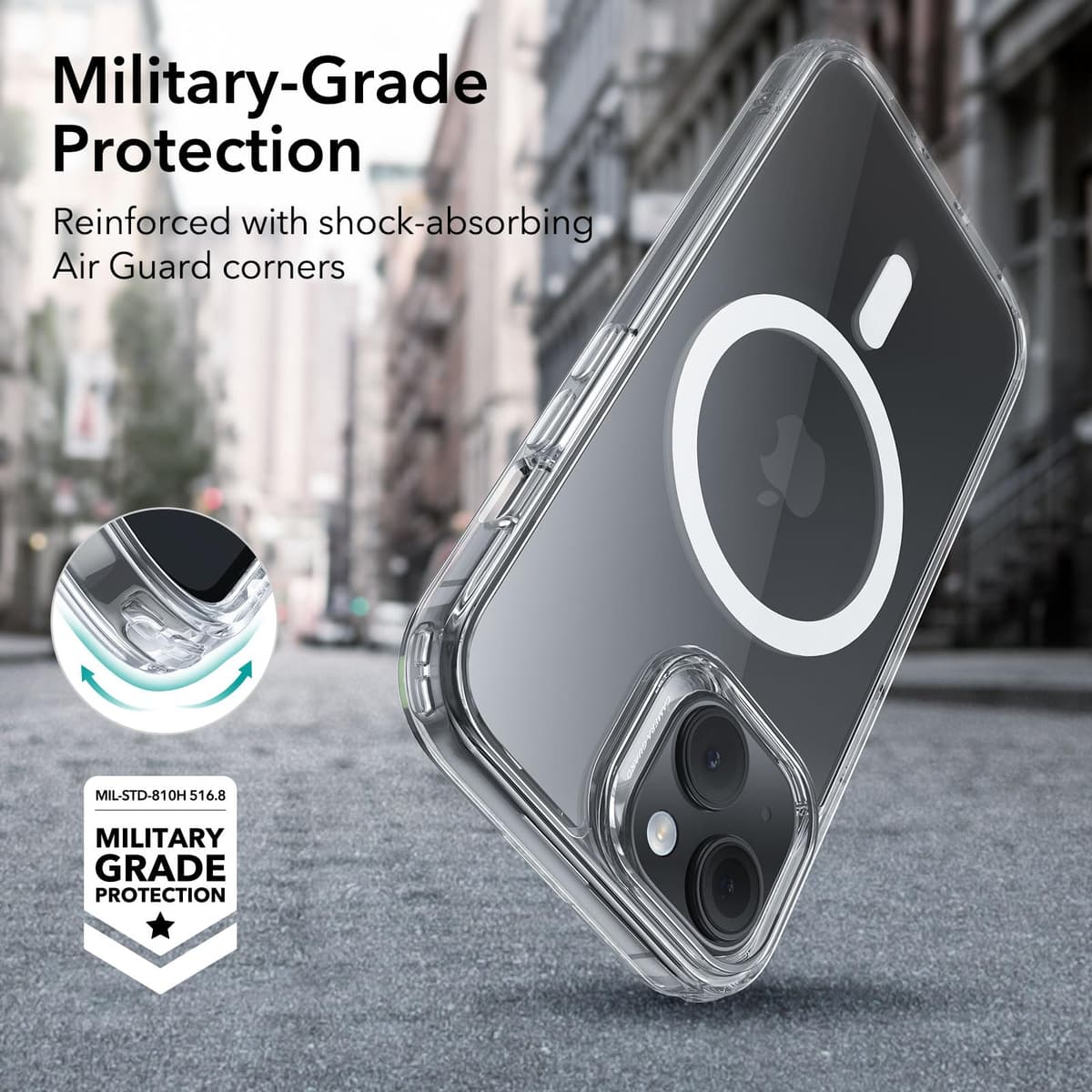 ESR Funda para iPhone 15, Compatible MagSafe, Protección Grado Militar a Prueba Golpes, Funda Magnética para iPhone 15, Funda Híbrida Classic (HaloLock), Transparente — view 4