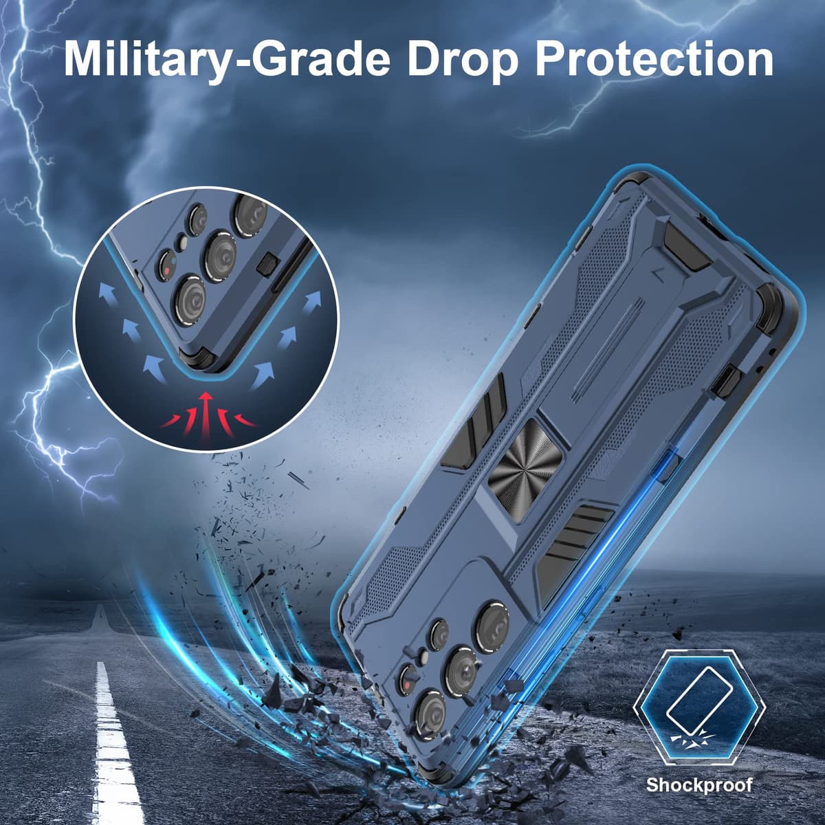 Funda para CMF Phone 2 Pro, Carcasa Antigolpes con Soporte anular metálico, Case Protectora de Grado Militar, Negro — view 858