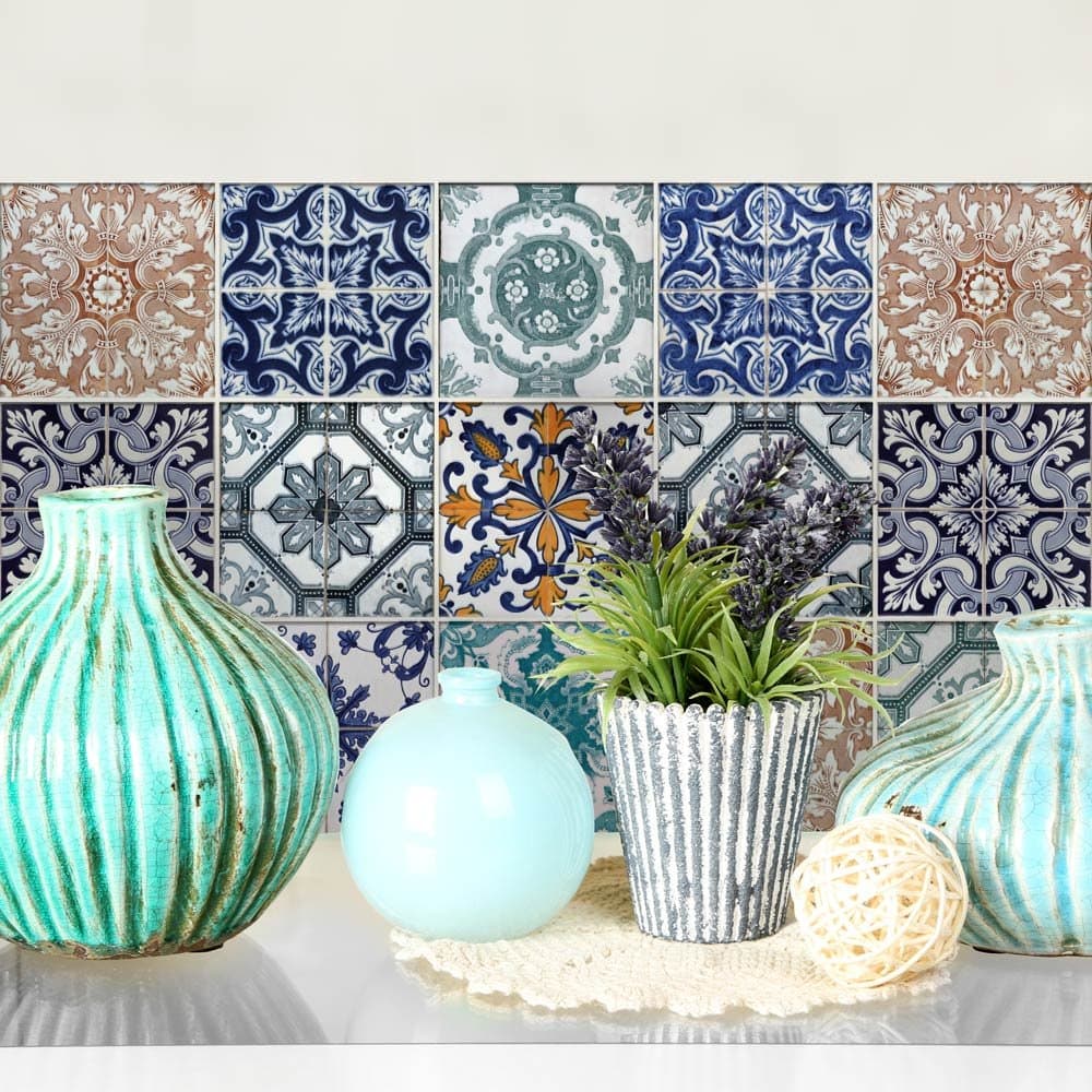 RE-COVERTILES - Pegatinas Azulejos Cocina y Baño Stickers de PVC Impermeables Antiarañazos Decoración de Pared Baldosas Peel and Stick - Modelo 24 Pzas 10x10 cm PS00179 Made in Italy — view 35