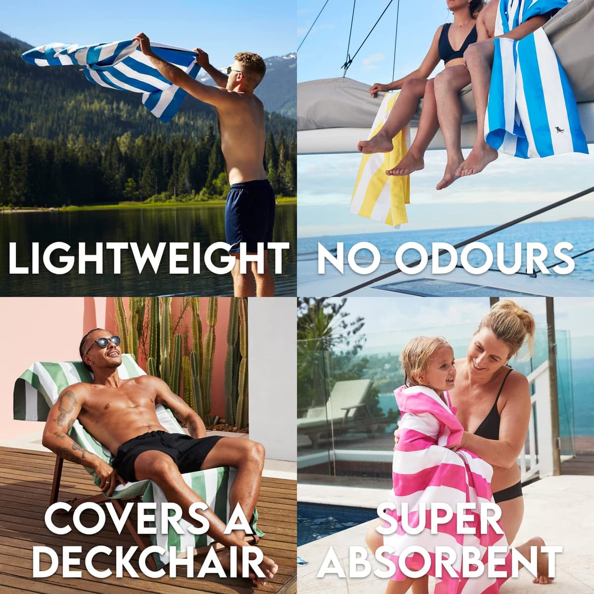 Dock & Bay Beach Towel - Quick Dry, Sand Free - Compact, Lightweight - 100% Recycled - Includes Bag - Cabana - Whitsunday Blue - Large (160x90cm, 63x35) — view 4