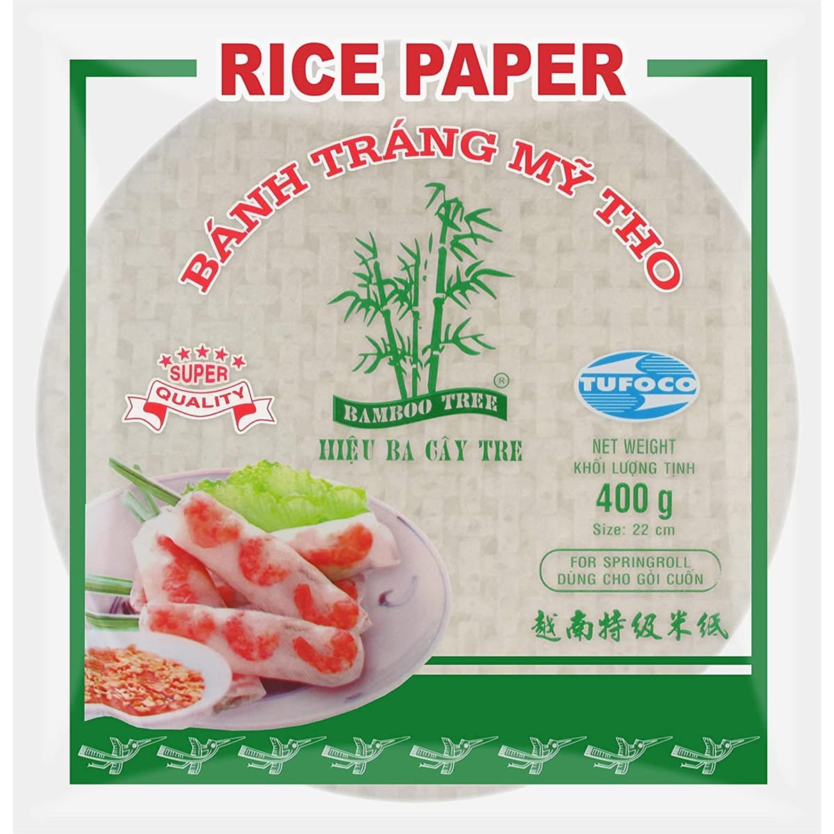 BAMBOO TREE Papel de Arroz 22 cm, Redondo (1 X 400 GR)