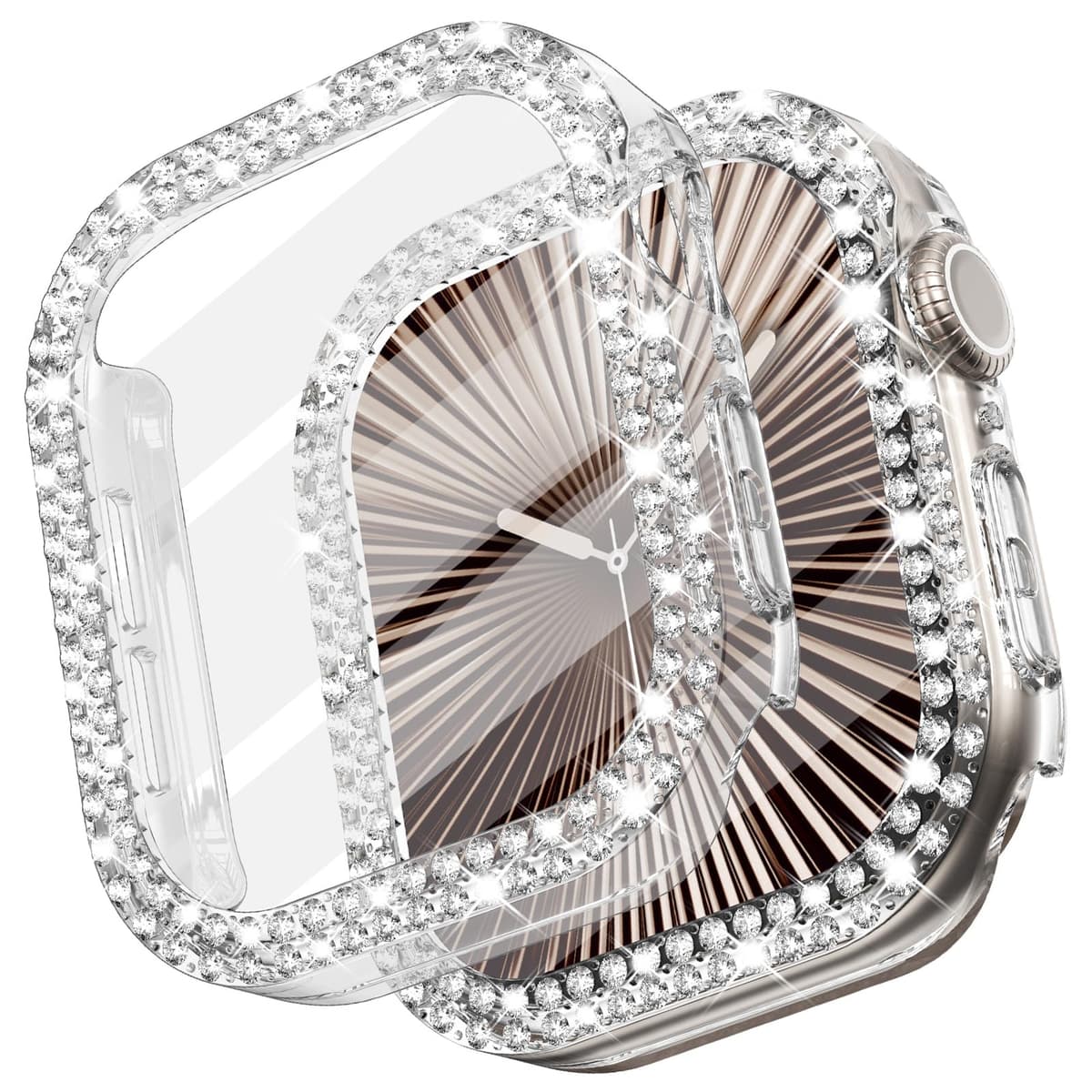 WINGLE Compatible with Apple Watch Screen Protector 38mm Series 3 2 1, Women Shiny Diamond Cover with Tempered Glass Screen Protector for apple watch Case 38mm, Clear — view 13