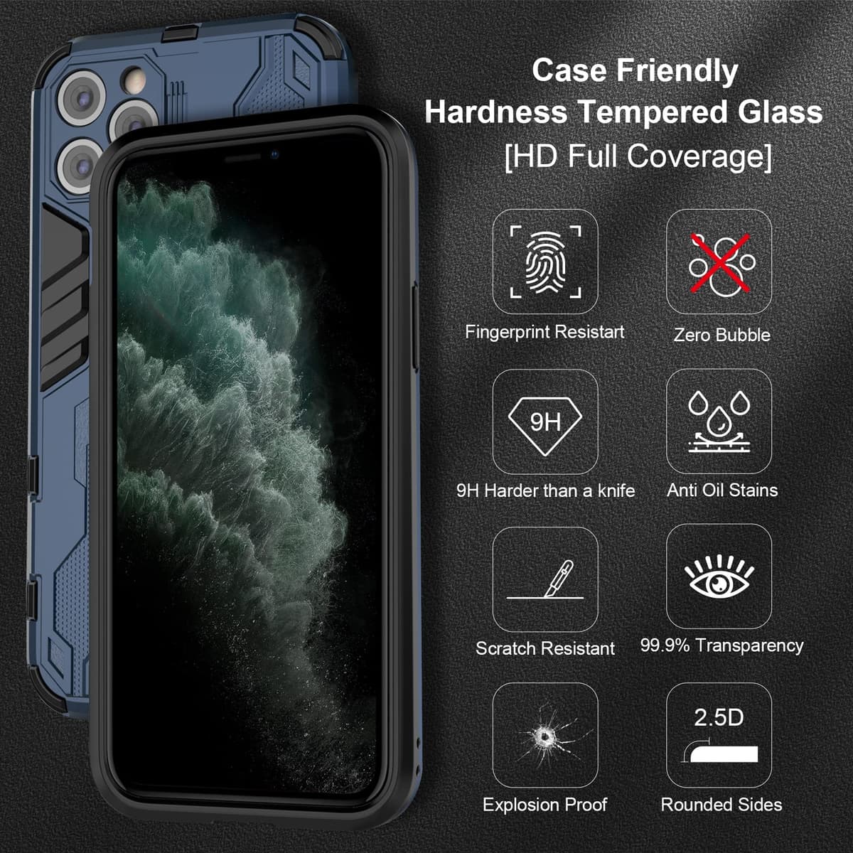 Funda para CMF Phone 2 Pro, Carcasa Antigolpes con Soporte anular metálico, Case Protectora de Grado Militar, Negro — view 415