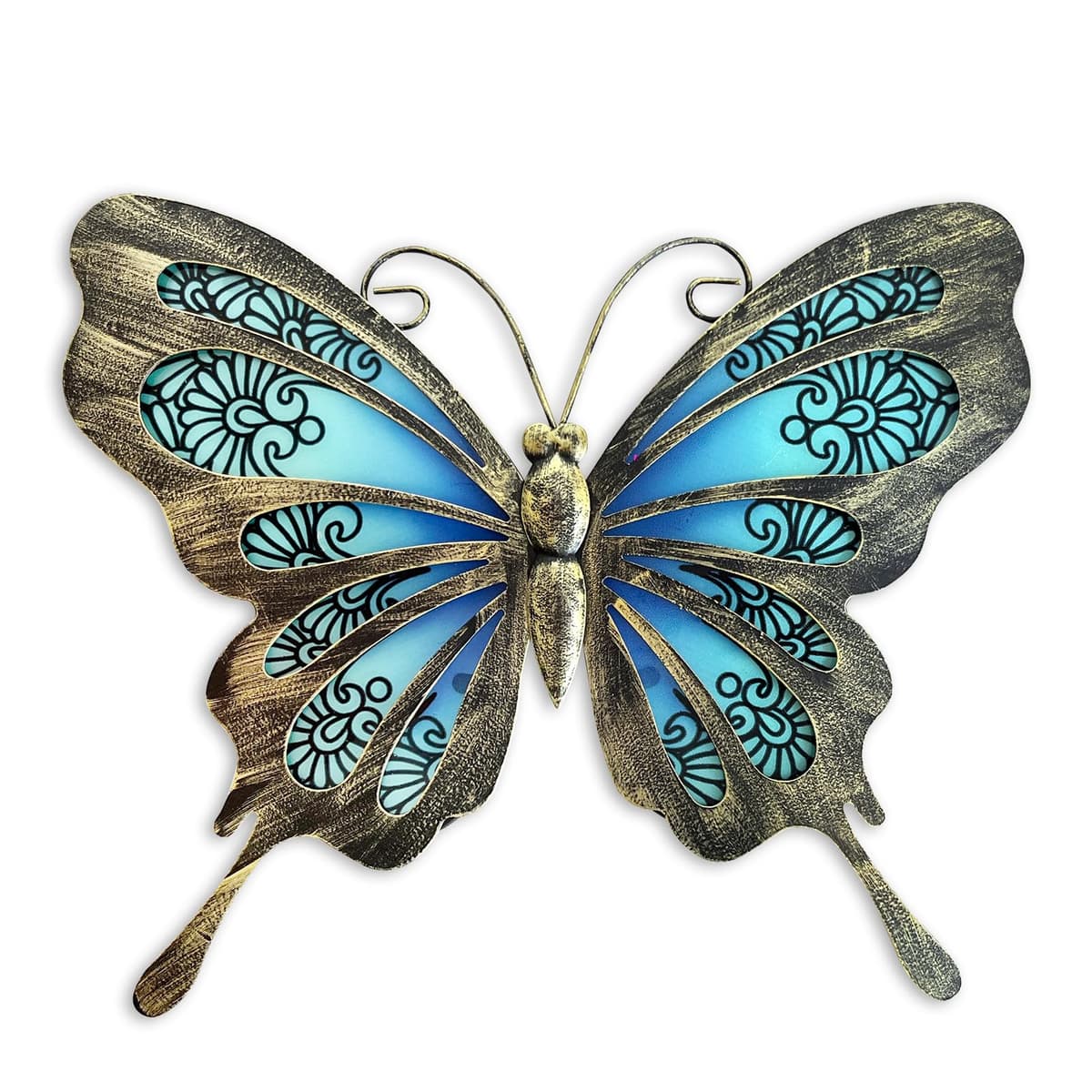 Liffy Glass Metal Dragonfly Wall Decor Pair - Outdoor Wall Art for Garden and Home - Hanging Decor Gifts for Women, Light Blue — view 8