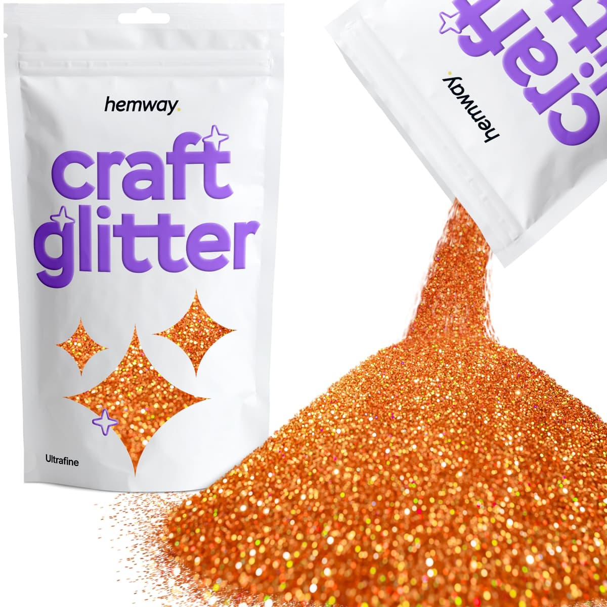Hemway - Purpurina para manualidades, vasos, resina, epoxi, uñas, cera, álbumes de recortes, cristal, decoración de escuelas: dorado holográfico, gruesa (0,6 mm), 100 g — view 100