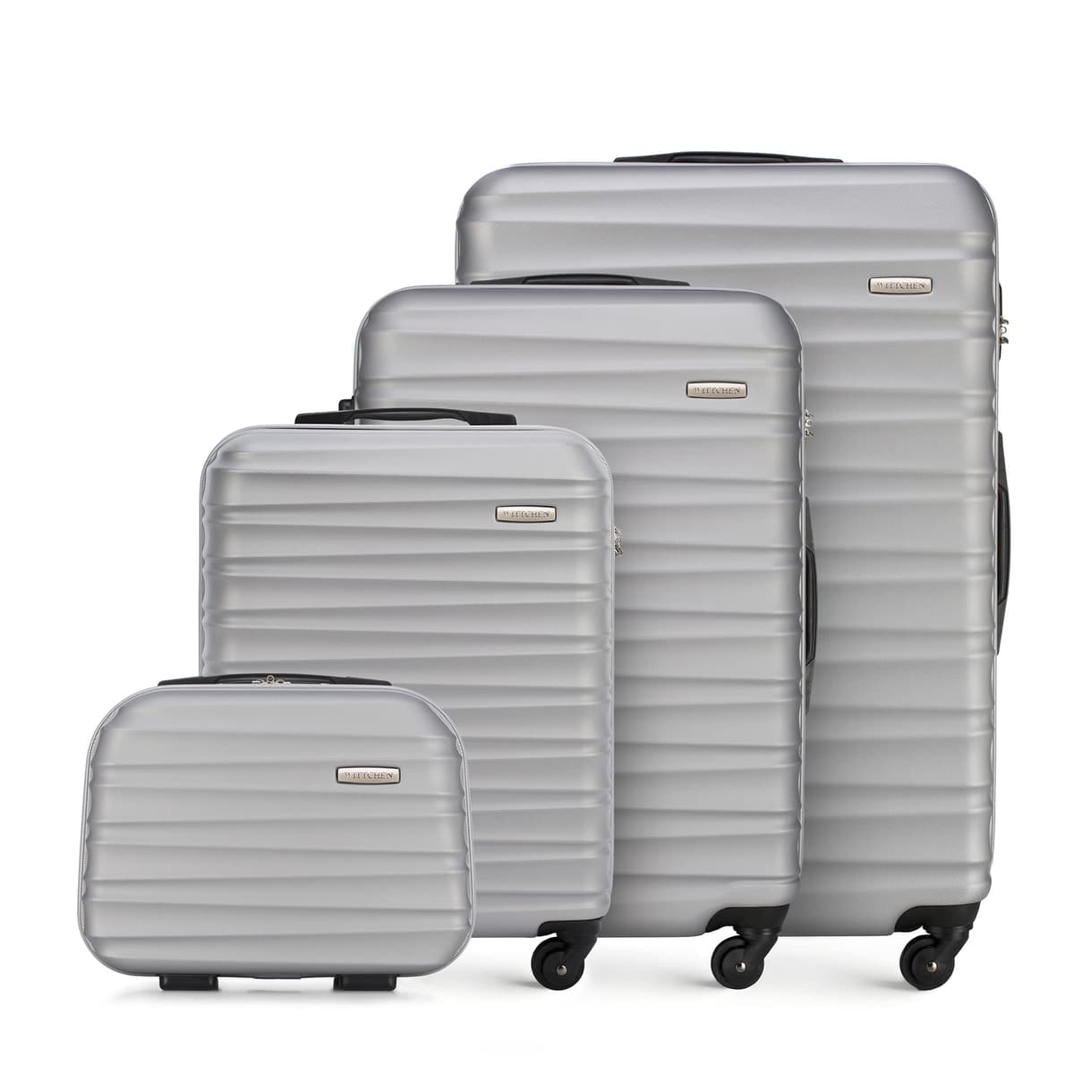 WITTCHEN Maleta Grande Trolley ABS rígido para facturación con 4 Ruedas giratorias Cerradura de combinación asa telescópica Groove Line Negro Ryanair/Vueling/Iberia/easyJet/Iberia Express — view 23