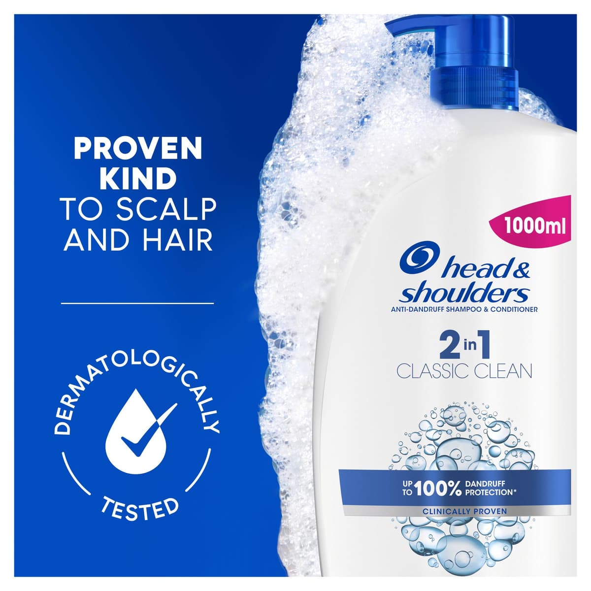Head & Shoulders Classic Clean 2in1 Anti Dandruff Shampoo, 1000ml. Up to 100% Flake Free, Clinically Proven. For Any Hair and Scalp Type. For Daily use. Clean Feeling — view 7
