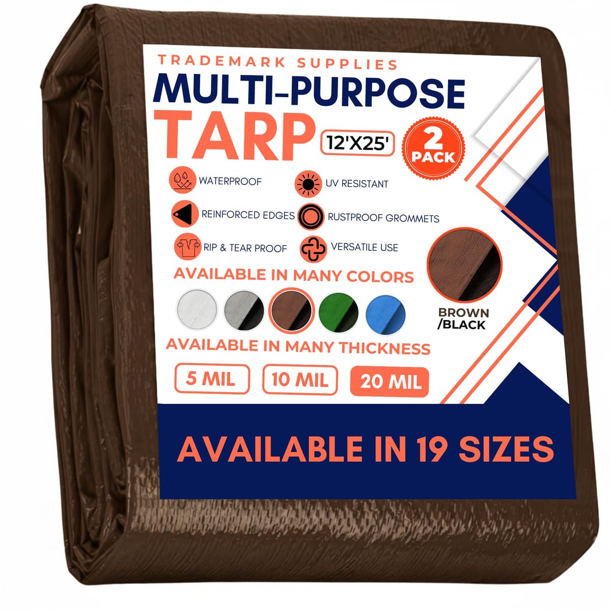 Large Waterproof Tarp- Heavy Duty Thick Poly Tarpaulin Ideal for Canopy Tents, Boats, RV or Pool Covers- Multipurpose Protective Tarps with Grommets for Indoor and Outdoor Use — view 172