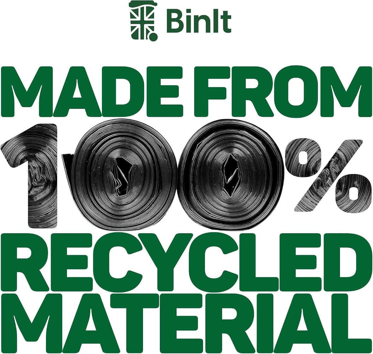 BIN IT 40 Everyday 70L Strong & Secure, Refuse Sacks, Bin Bags, Bin Liners, Flat Top, Recycled, Tear Resistant, 30 μm, Perfect for Everyday Use, Household, Office, Kitchen & Caterers — view 4