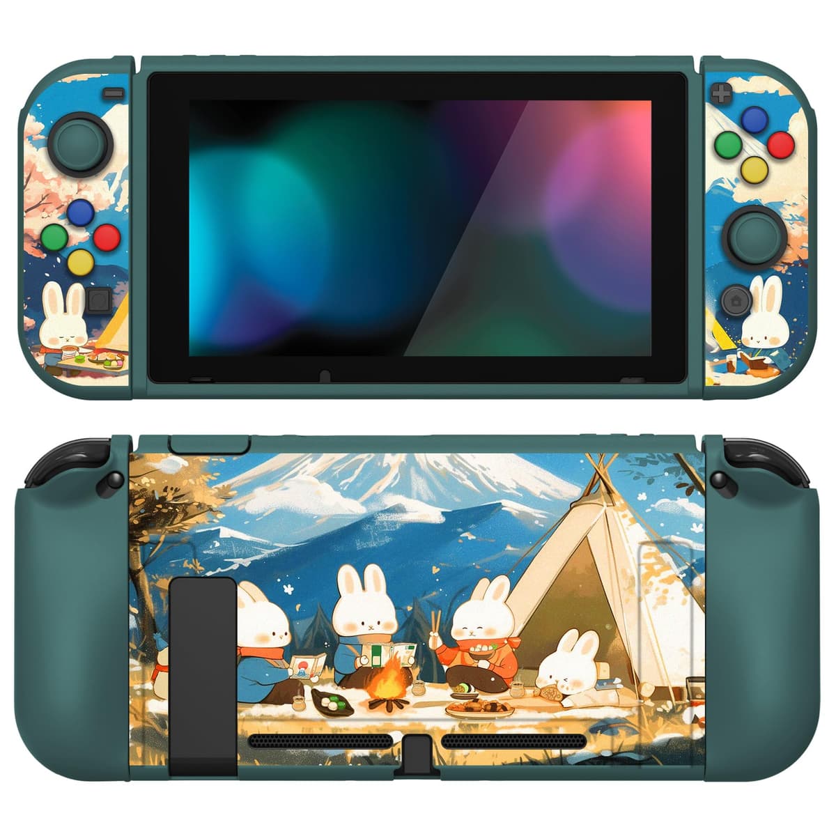 playvital ZealProtect Soft Protective Case for Nintendo Switch, Flexible Cover Protector for Switch with Screen Protector & Thumb Grip Caps & ABXY Direction Button Caps - Cherry Bunny & Cherry Bear — view 59