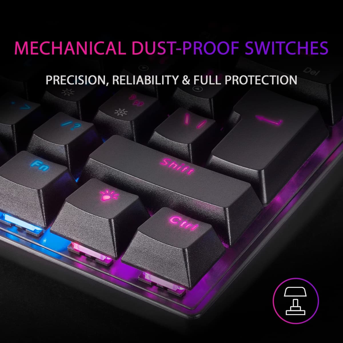 Mars Gaming MK60, Idioma Italiano, Teclado Gaming Mecánico 60% Ultraligero con Switch Rojo, Iluminación Rainbow RGB, Teclas Doble Inyección, Anti-Ghosting y Modo Juego, Multiplataforma, Negro — view 5